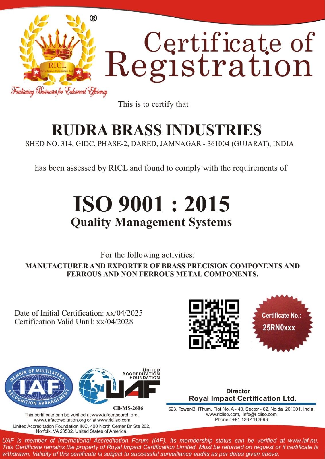 ISO Certificate